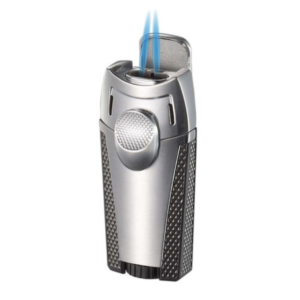 MERU SILVER DUAL TORCH LIGHTER VISOL